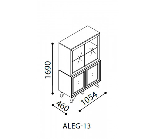 Двухстворчатый шкаф витрина для посуды ALEG-13 Двухстворчатый шкаф витрина для посуды ALEG-13