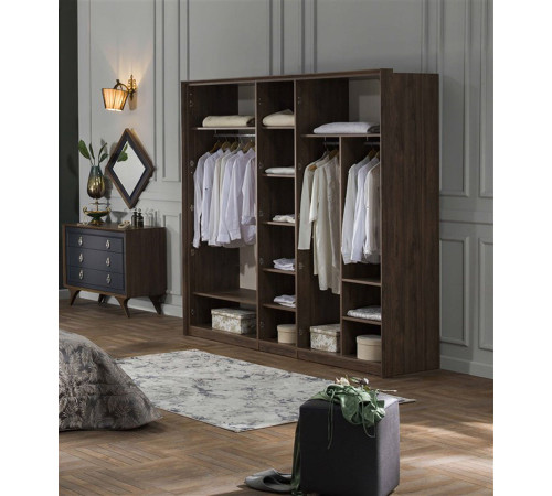 Пятистворчатый распашной шкаф для одежды и белья с зеркалом в спальню Алегро ALEG-33 Пятистворчатый распашной шкаф для одежды и белья с зеркалом в спальню Алегро ALEG-33