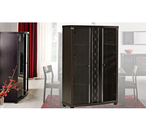 Двухстворчатый шкаф витрина в гостиную Мира MIRA-01 венге Двухстворчатый шкаф витрина в гостиную Мира MIRA-01 венге