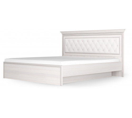 Кровать 1400/1600/1800 с подъемным механизмом Неаполь  Ясень анкор светлый (патина "серебро") экокожа polo белая