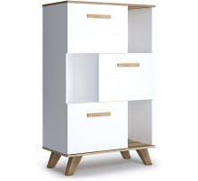 Шкаф низкий с нишами Вега Скандинавия (глянец, белый + дуб каньон) Шкаф низкий с нишами Вега Скандинавия (глянец, белый + дуб каньон)