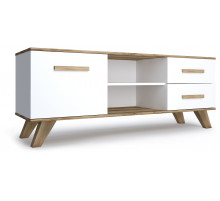 Тумба под ТВ Вега Скандинавия (глянец, белый + дуб каньон) Тумба под ТВ Вега Скандинавия (глянец, белый + дуб каньон)