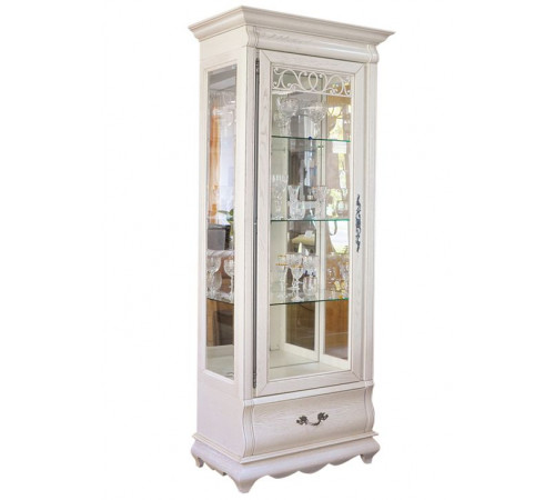 Шкаф с витриной Оскар ММ-210-01 (белая эмаль+пт) Шкаф с витриной Оскар ММ-210-01 (белая эмаль+пт)