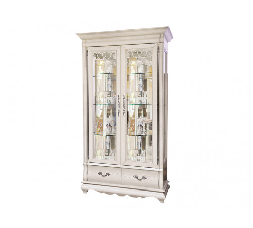 Шкаф с витриной Оскар ММ-210-02 (белая эмаль+пт) Шкаф с витриной Оскар ММ-210-02 (белая эмаль+пт)