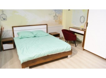 Кровать двойная «Монако» П528.14 (дуб саттер/белый глянец)