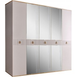 Пятистворчатый шкаф для одежды с зеркалом Rimini Solo РМШ1/5 (s) (слоновая кость)
