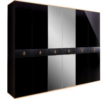 Шестистворчатый шкаф для одежды с зеркалом Rimini Solo РМШ1/6 (s) (черный) Шестистворчатый шкаф для одежды с зеркалом Rimini Solo РМШ1/6 (s) (черный)